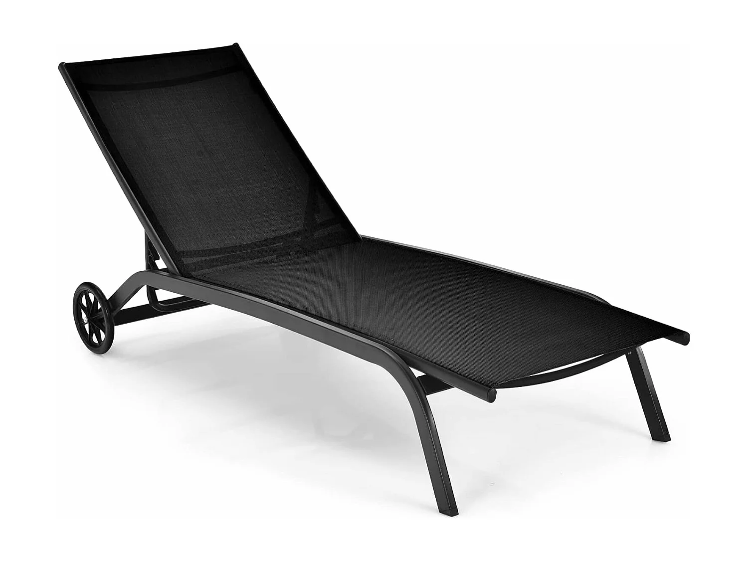 Chaise Longue de Jardin/Bain de Soleil,Réglable à 6 Positions,Transat de Relaxation pour Bord de Piscine, Cour et Jardin Noir