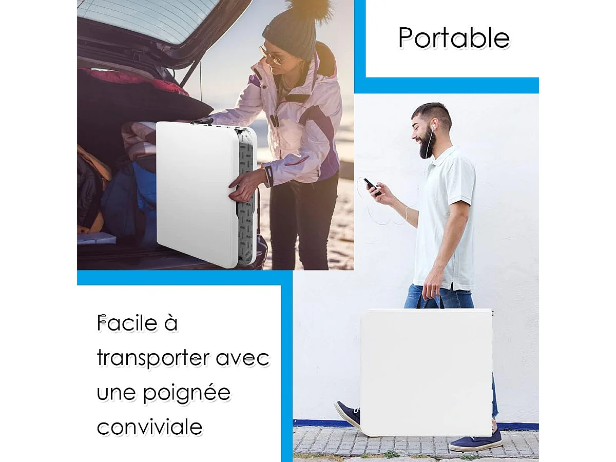 Table Pliante Jardin, Table de Pique-nique avec 3 Hauteurs Réglables, Table de Salle à Manger Portable pour Camping, Fête