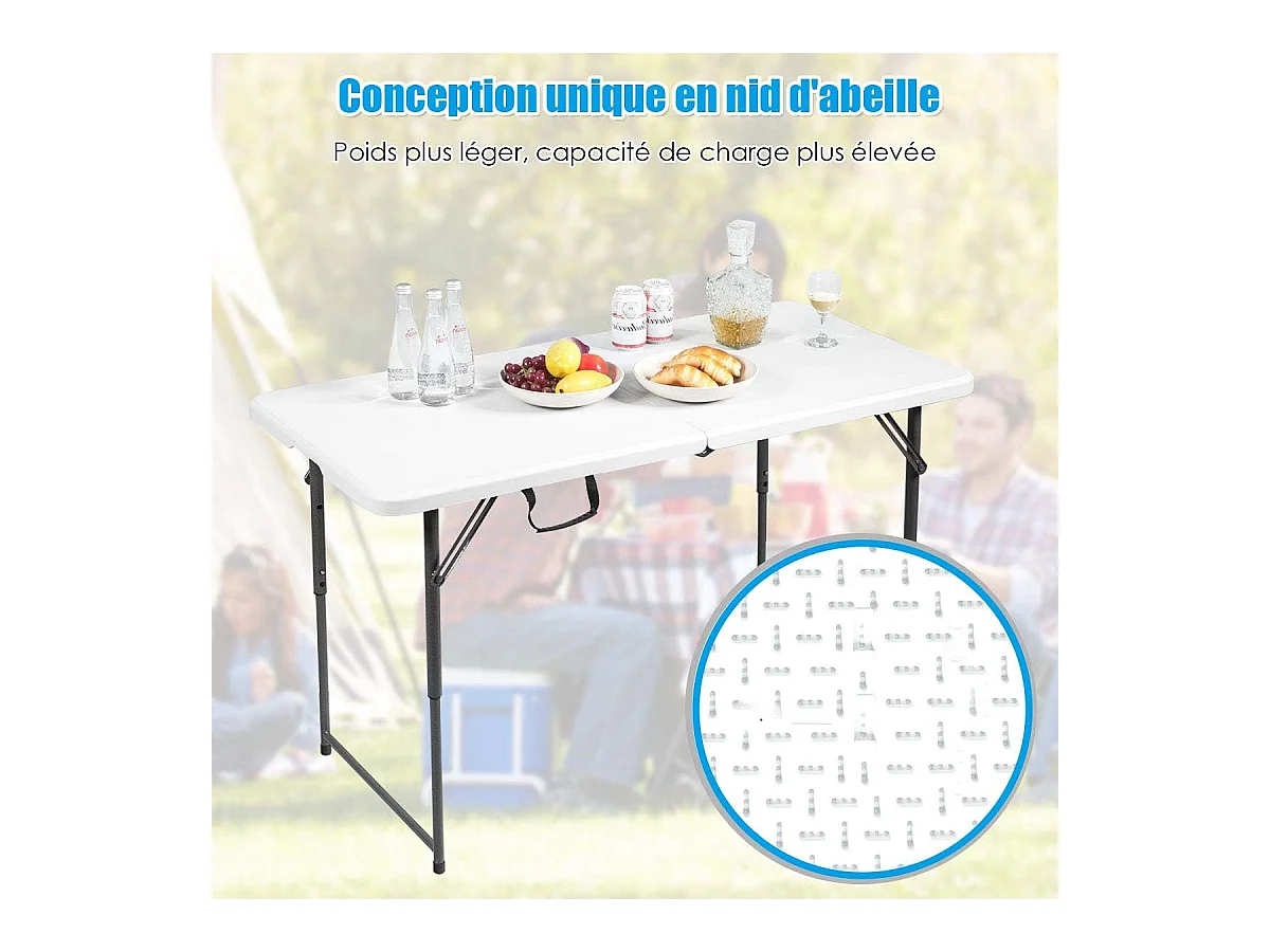 Tuinklaptafel, picknicktafel met 3 verstelbare hoogtes, draagbare eettafel voor kamperen, feesten