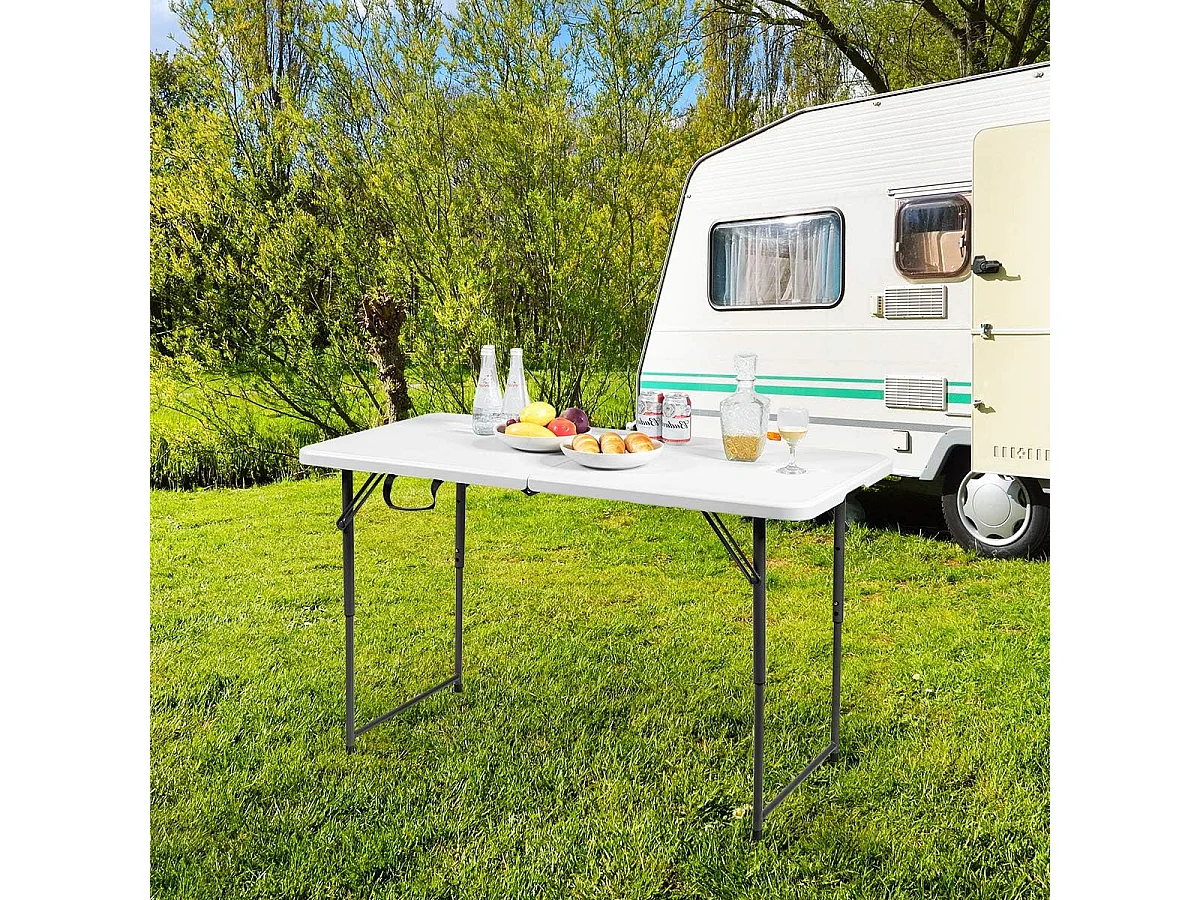 Table Pliante Jardin, Table de Pique-nique avec 3 Hauteurs Réglables, Table de Salle à Manger Portable pour Camping, Fête