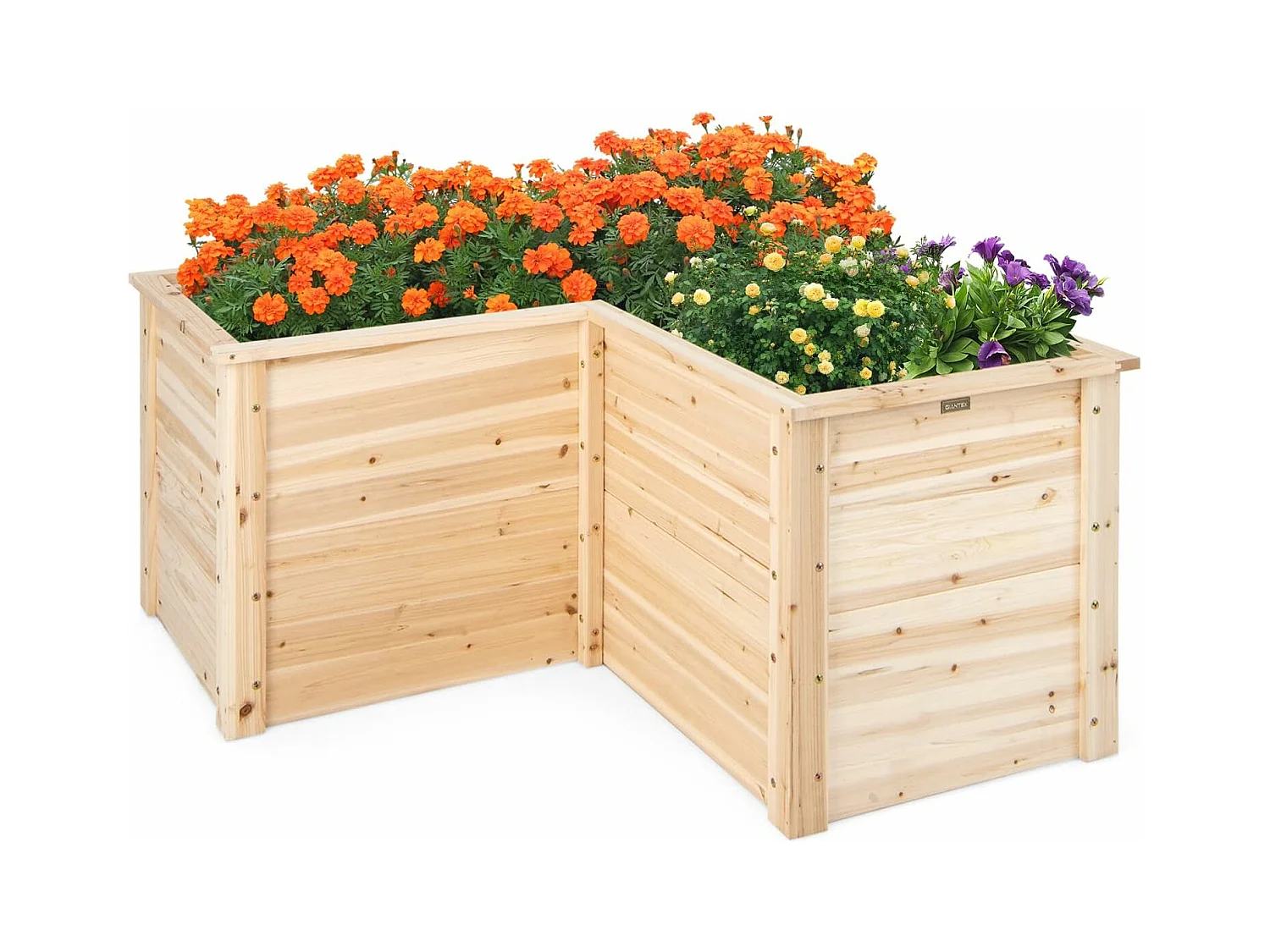 Carré Potager Jardinière en Bois de SaBois Base Ouverte en L, Jardinière Surélevée pour Légumes Fruits, pour Jardin Cour Pelouse, 120 x 120 x 62 cm