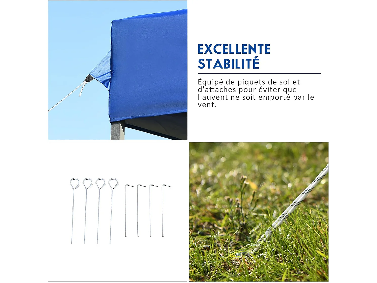 Tonnelle de Jardin Escamotable Pliable 3x3M, Tente de Fête Imperméable Protection Solaire 3 Hauteurs 305/320/335 cm avec Sac de Rangement à roulettes, pour Marché Patio (Bleu)