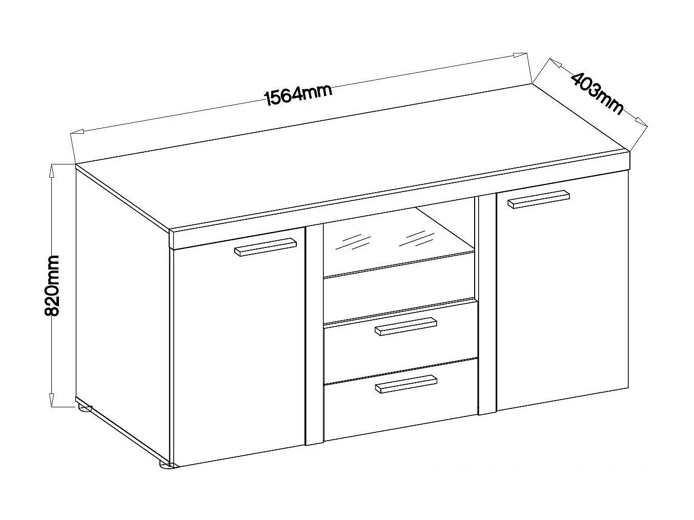 Ensemble meuble TV RUMBA XL 300 cm - Couleur: Chêne Sonoma - Avec Buffet