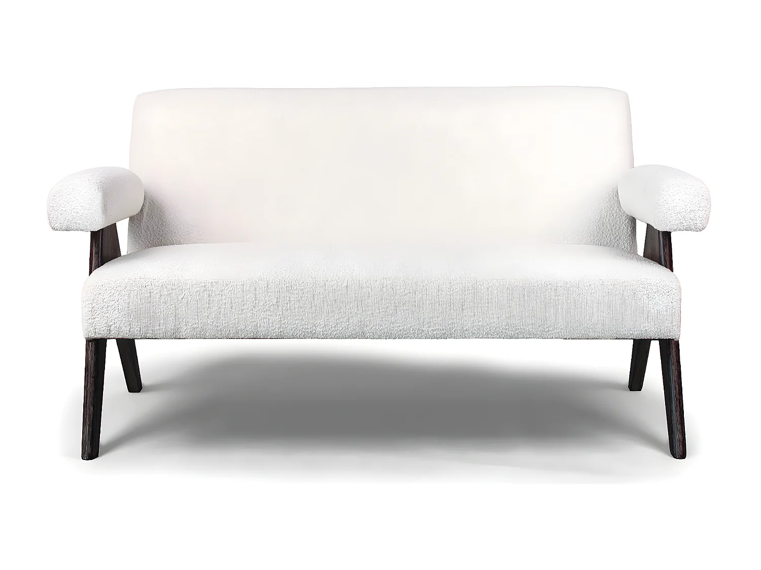 Canada - Sofá 2/3 plazas de madera maciza de Parawood y tela bouclè antimanchas