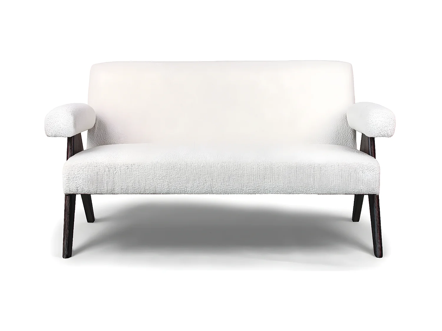 Canada - Sofá de 2/3 lugares em madeira maciça by Parawood e tecido bouclé resistente a manchas