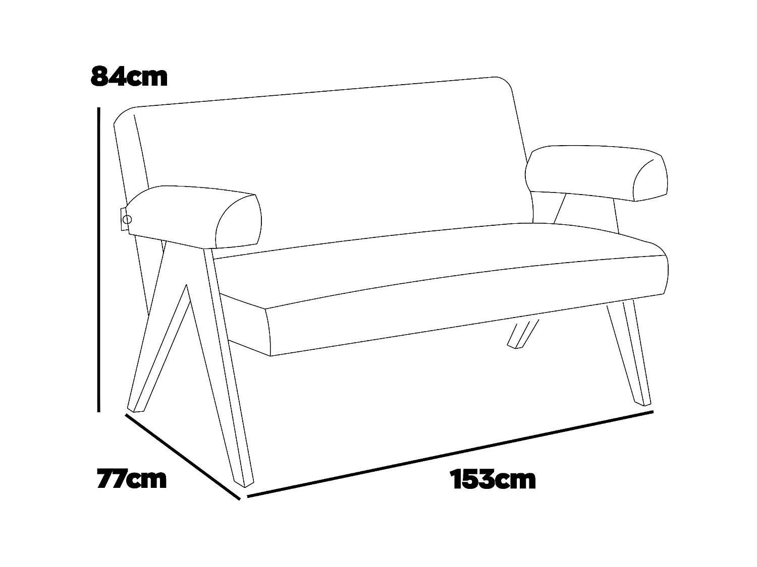 Canada - Sofá de 2/3 lugares em madeira maciça by Parawood e tecido bouclé resistente a manchas