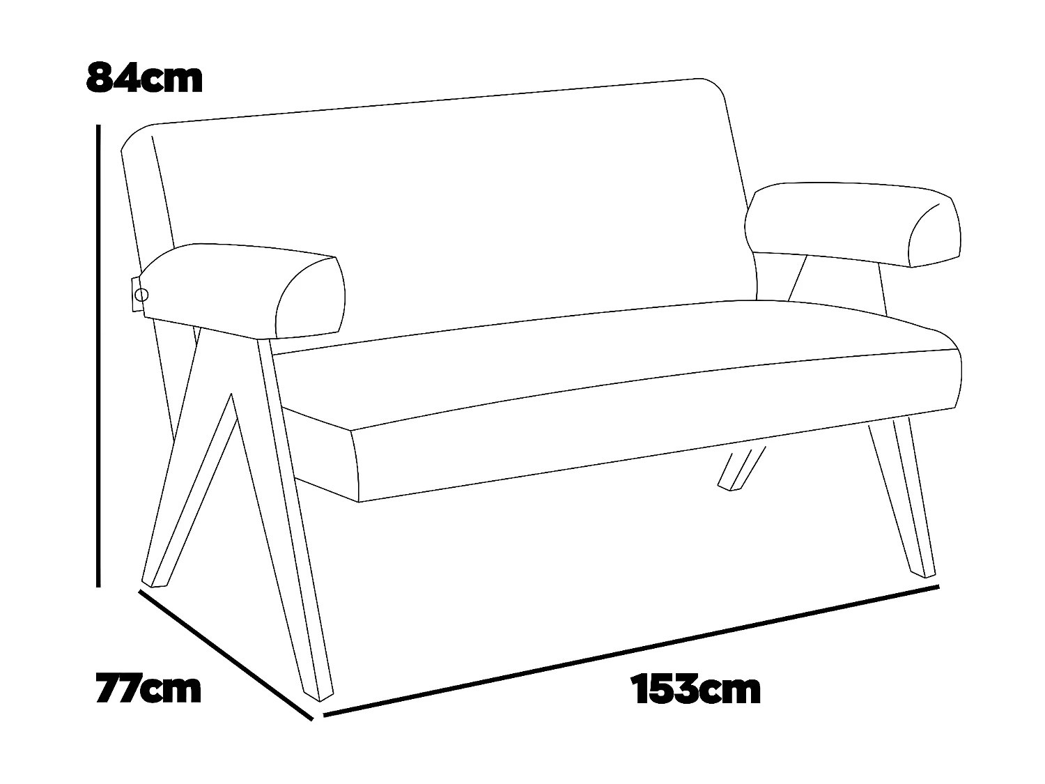 Canada - Canapé 2/3 places en bois massif de Parawood et tissu bouclé anti-tache