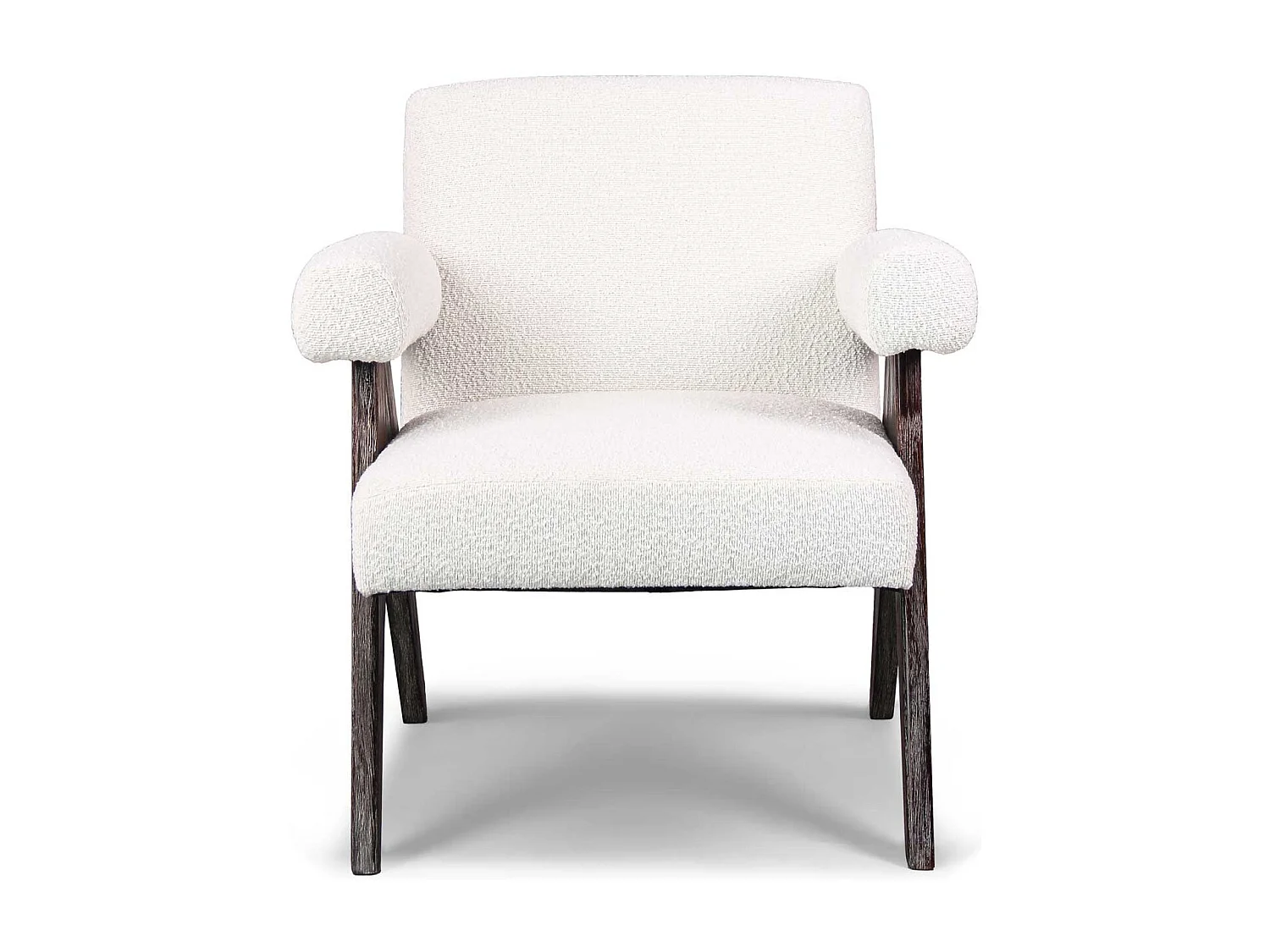 Avana - Fauteuil en bois massif de Parawood et tissu bouclé anti-tache