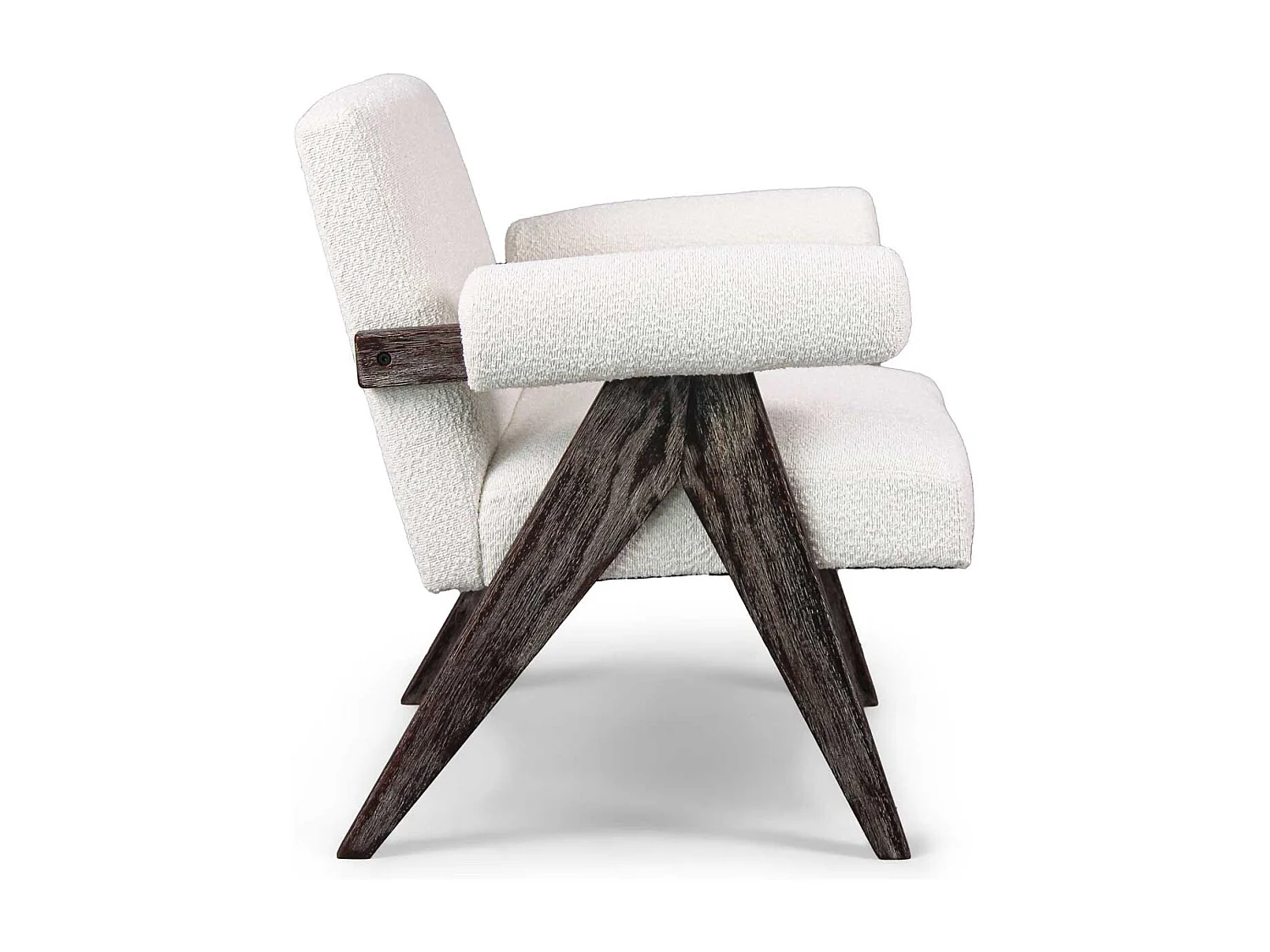 Avana - Fauteuil en bois massif de Parawood et tissu bouclé anti-tache