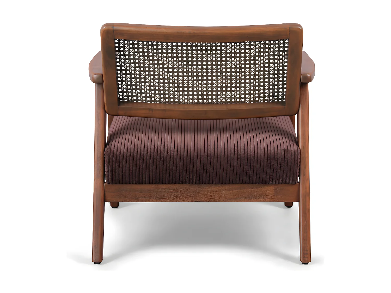 Boca - Poltrona in legno massello di Parawood con innesti in polyrattan e seduta in velluto a coste