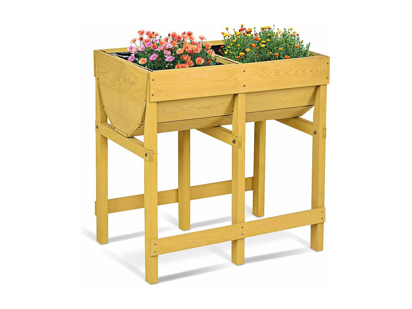 HOMASIS Carré Potager Sur Pied En PP Avec Irrigation Automatique - Jardinière Surélevée 53L 76x45x61cm - Parterre De Fleurs Extérieur