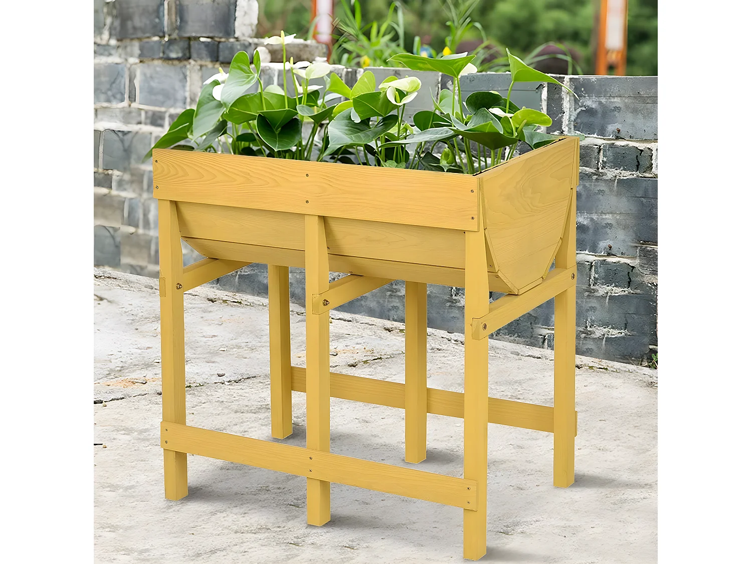 Potager sur Pied en Bois de SaBois Jardinière surélevée 70*44.5*72CM Bac Jardinière Potagère sur Balcon ou Terrasse