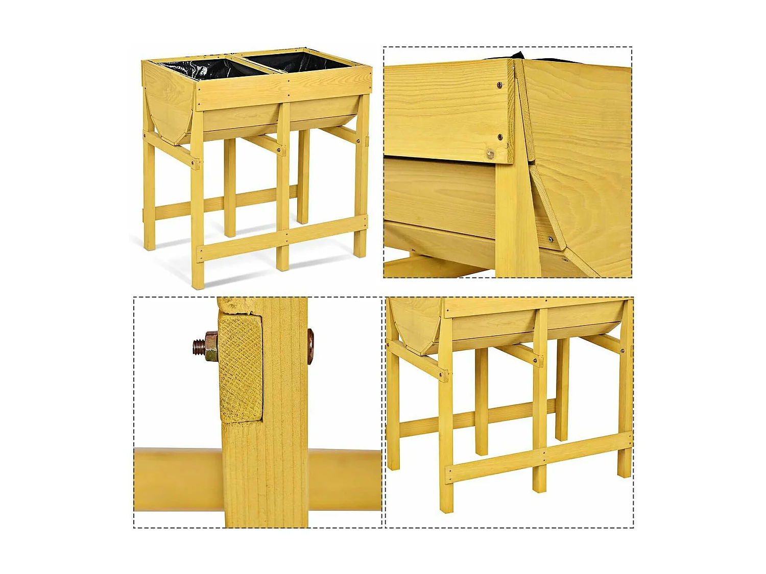 Potager sur Pied en Bois de SaBois Jardinière surélevée 70*44.5*72CM Bac Jardinière Potagère sur Balcon ou Terrasse