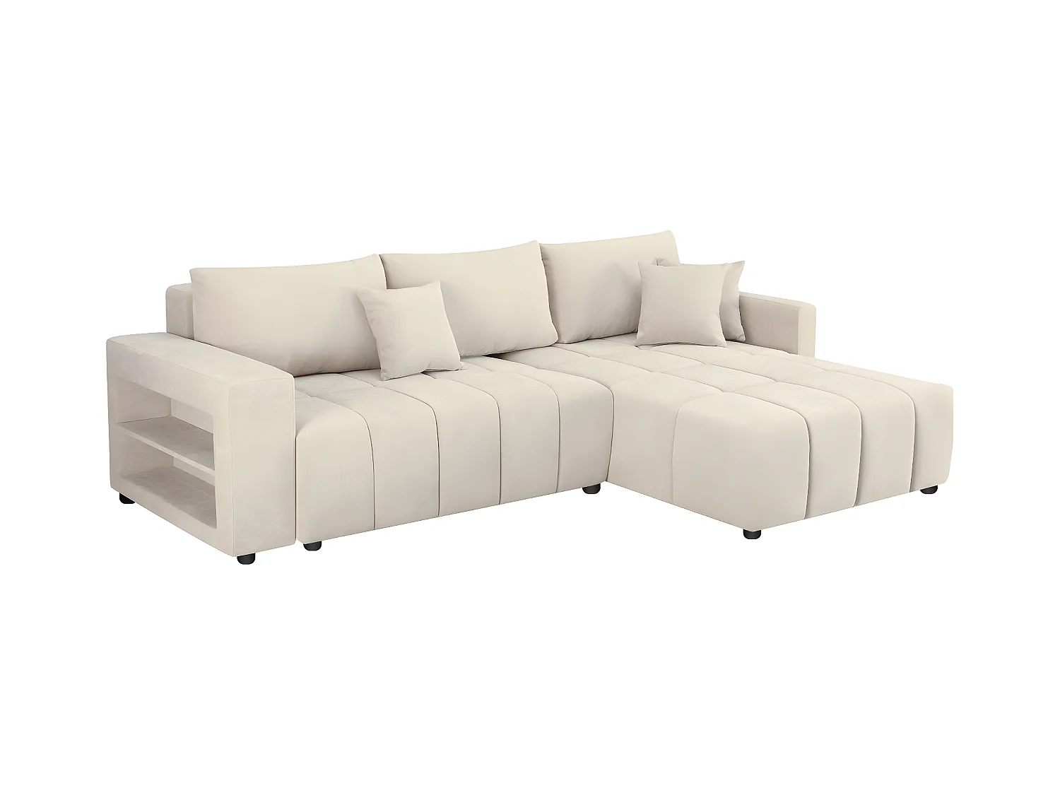 Ecksofa mit Schlaffunktion aus Chenille-Stoff 3-Sitzer - "Trocadero" - Beige