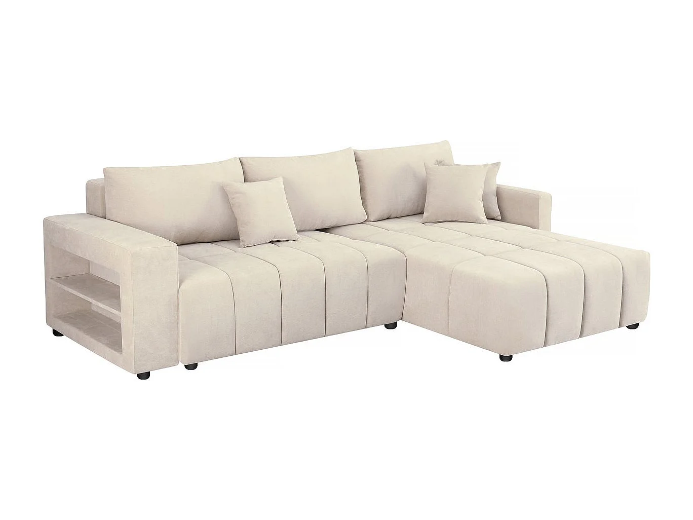 Canapé d'angle convertible tissu chenille 3 places - "Trocadero" - Beige