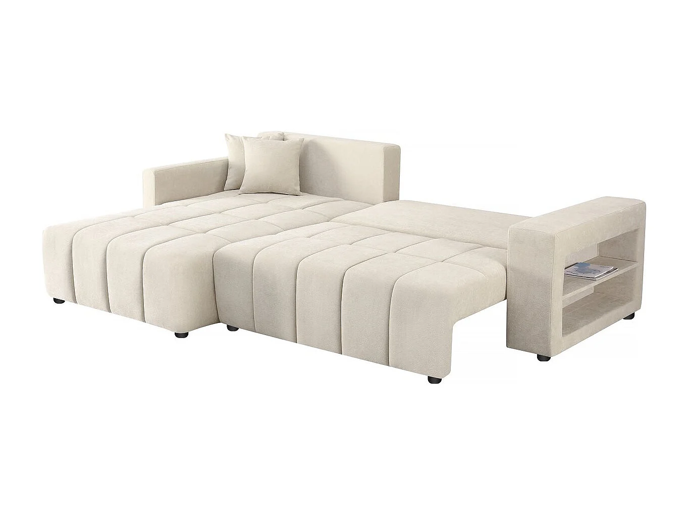 Canapé d'angle convertible tissu chenille 3 places - "Trocadero" - Beige