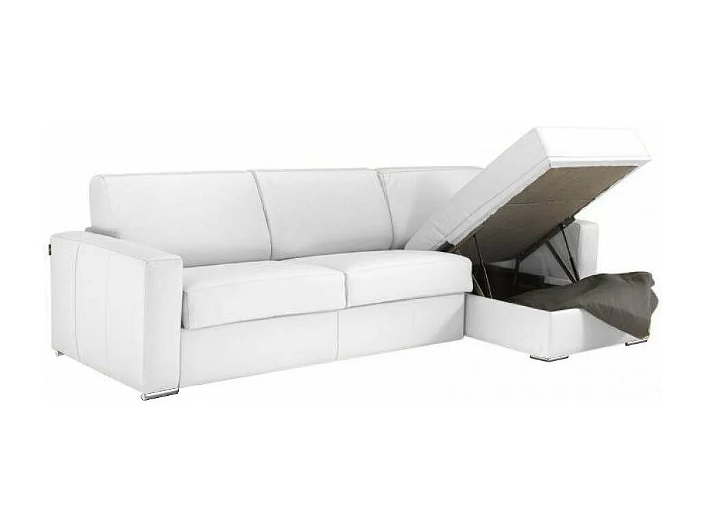 Canapé d'angle EXPRESS DREAMER sommier lattes 160cm matelas 16 cm cayenne polyuréthane blanc