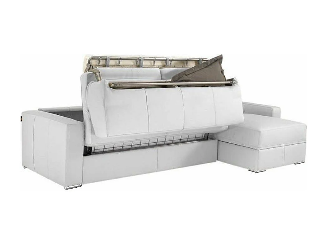 Canapé d'angle EXPRESS DREAMER sommier lattes 160cm matelas 16 cm cayenne polyuréthane blanc