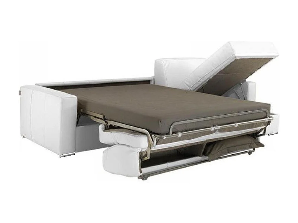Canapé d'angle EXPRESS DREAMER sommier lattes 160cm matelas 16 cm cayenne polyuréthane blanc