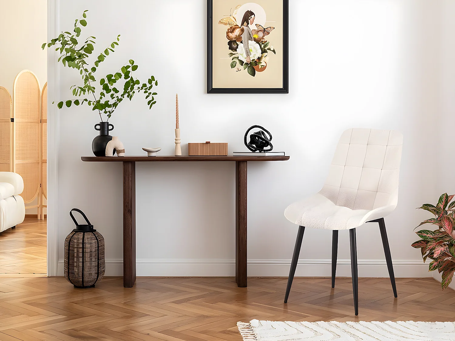 Conjunto de 2 cadeiras de veludo bege "Victoria" para sala de jantar