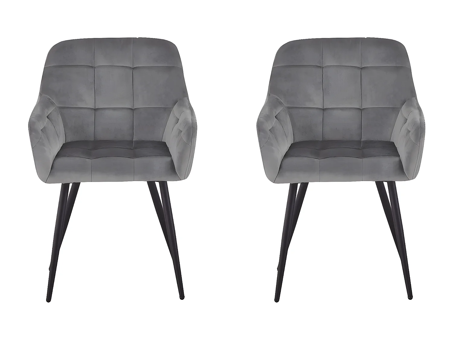 Conjunto de 2 cadeiras de veludo "Valentina" com braços - Cinza