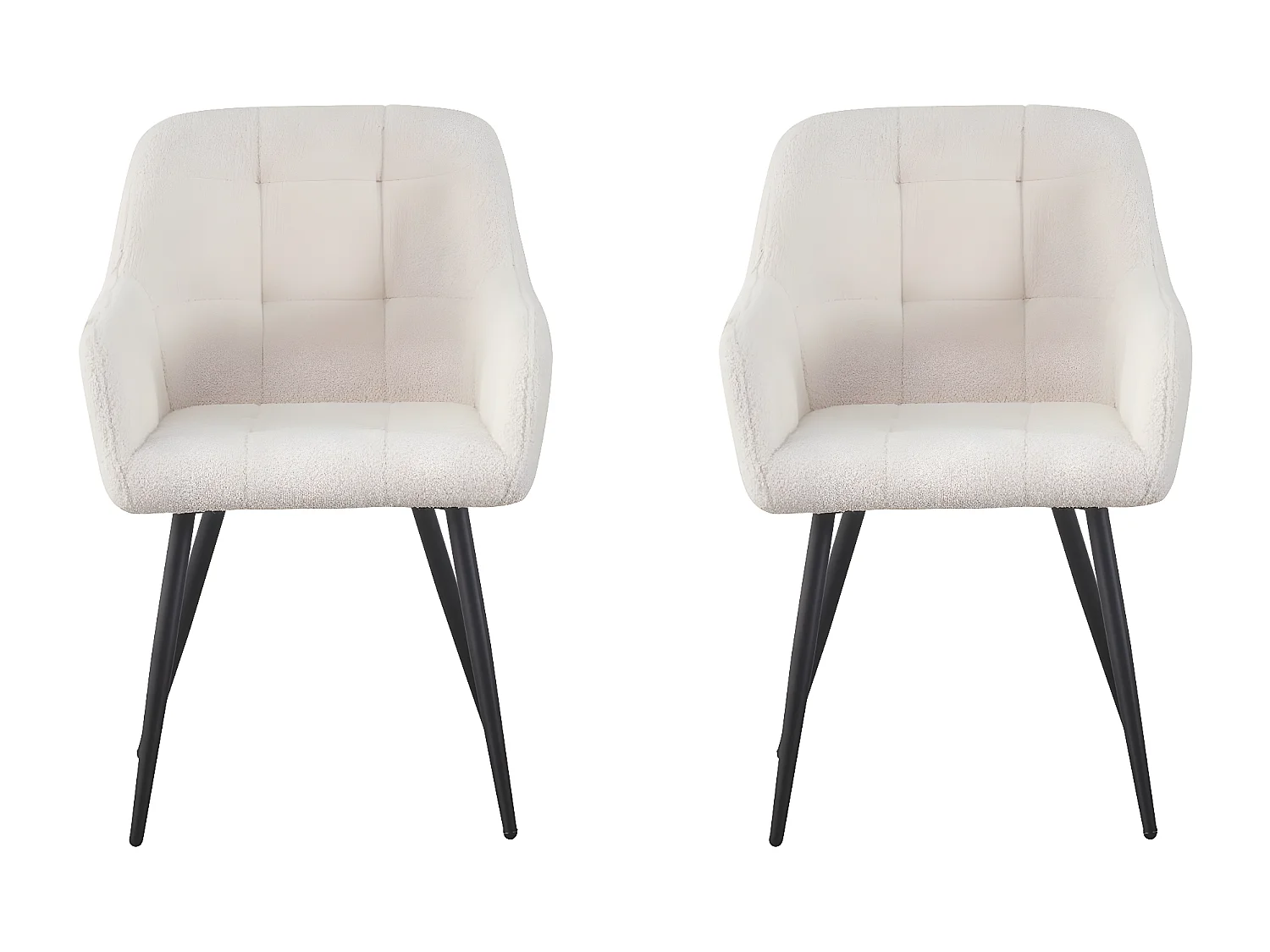 Lot de 2 chaises bouclette "Valentina" avec accoudoirs - Beige