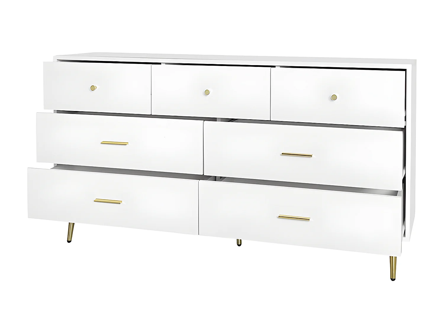 Laag dressoir - 7 lades - spaanplaat - Wit