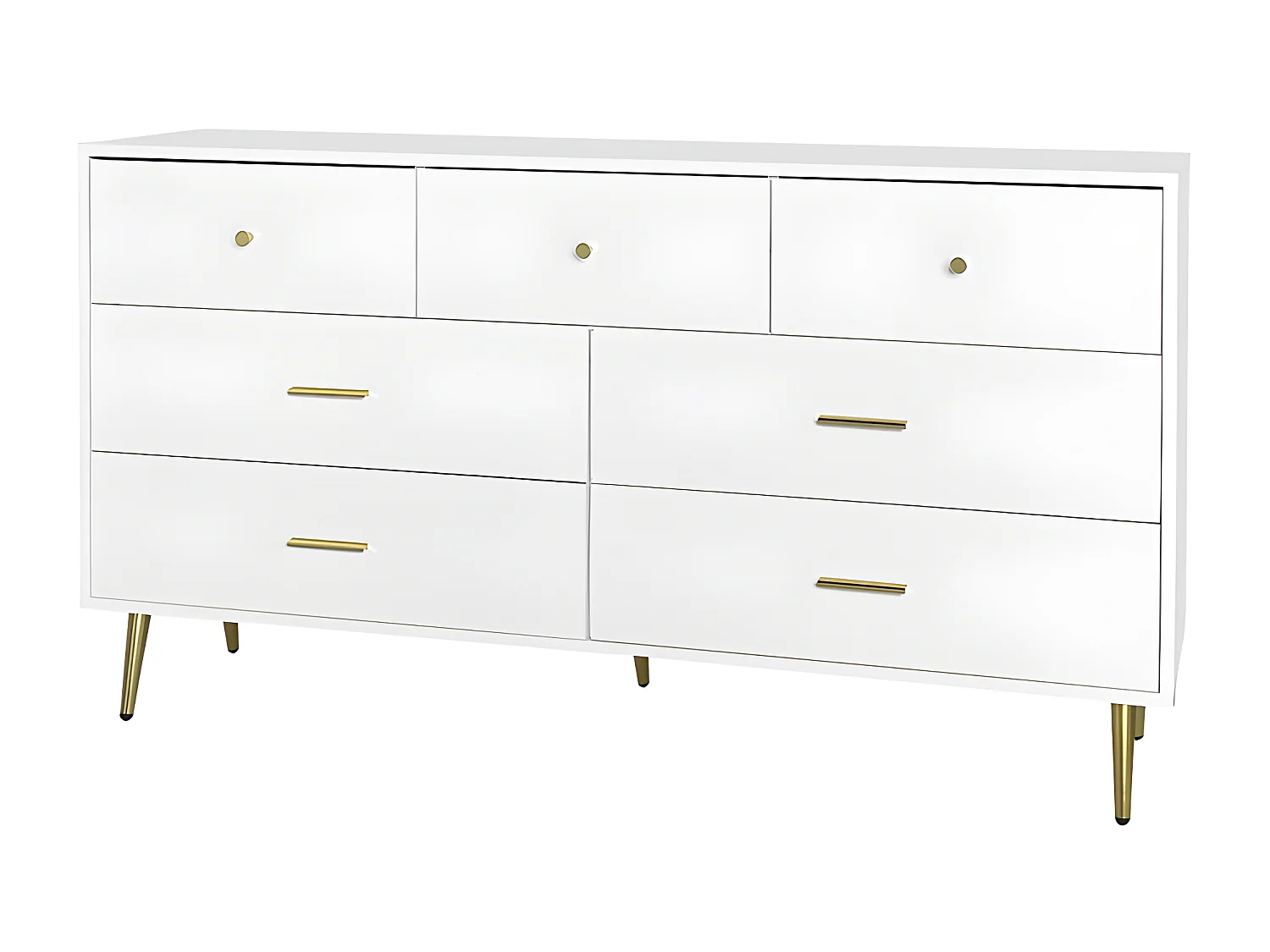 Laag dressoir - 7 lades - spaanplaat - Wit