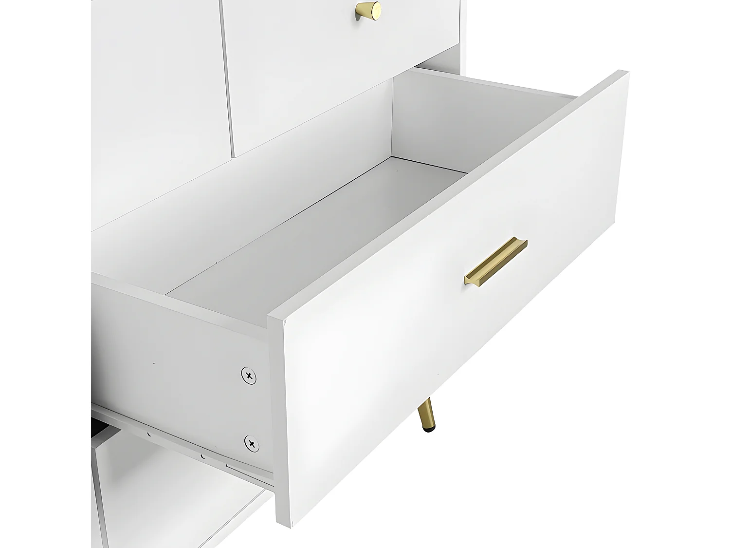 Credenza bassa - 7 cassetti - pannelli di particelle - Bianco