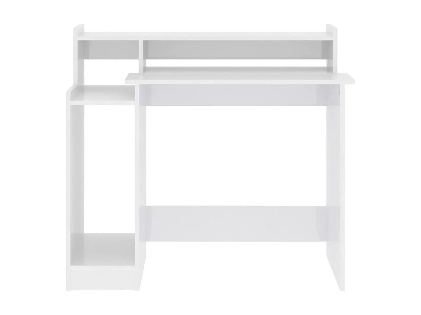 Escritorio LED madera contrachapada blanco brillo 97x45x90 cm