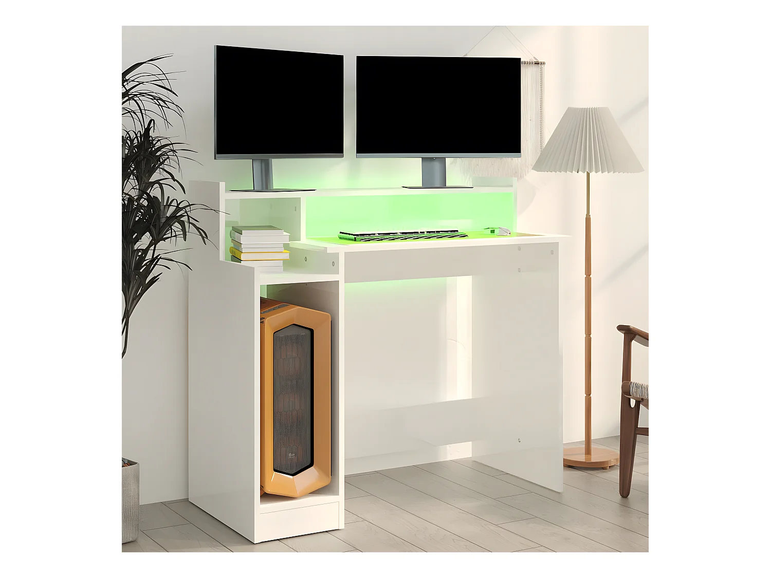 Bureau met LED-verlichting 97x45x90 cm hout hoogglans wit