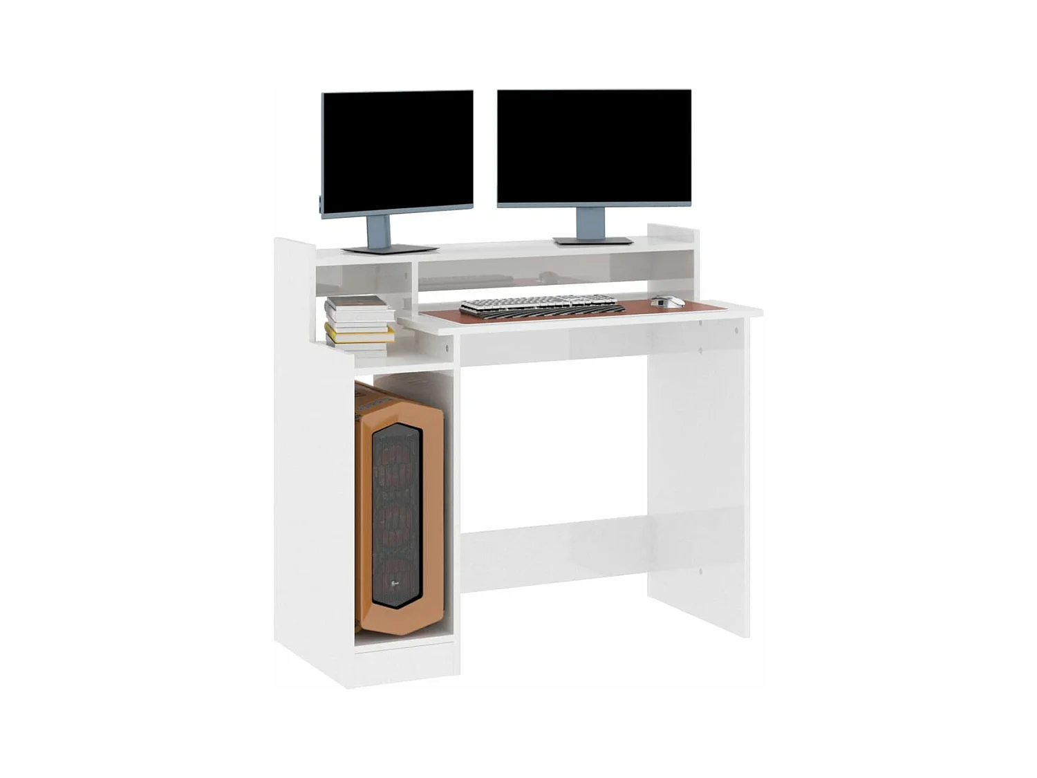 Bureau met LED-verlichting 97x45x90 cm hout hoogglans wit