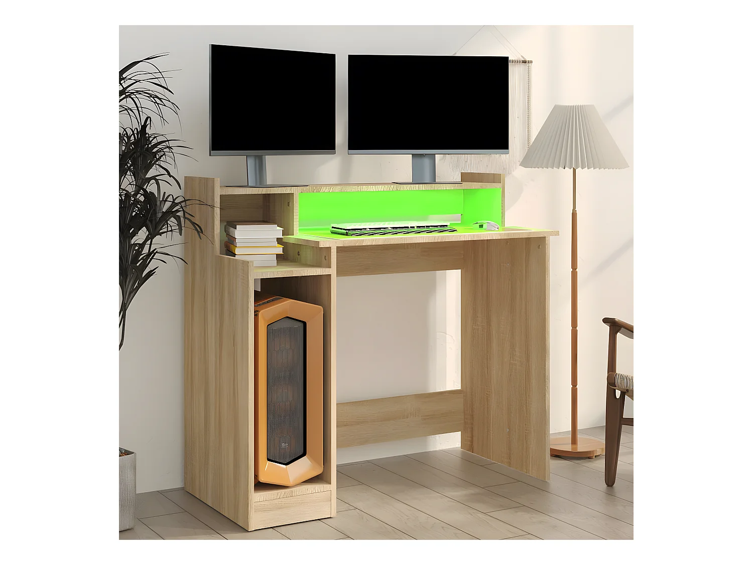 Bureau met LED-verlichting 97x45x90 cm hout sonoma eikenkleurig