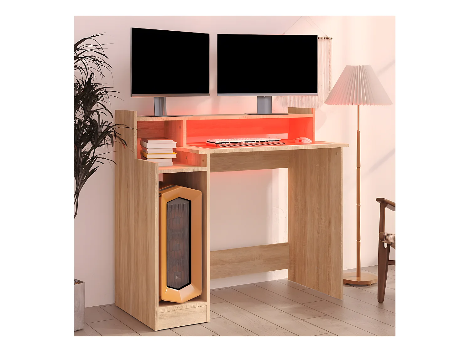 Bureau met LED-verlichting 97x45x90 cm hout sonoma eikenkleurig