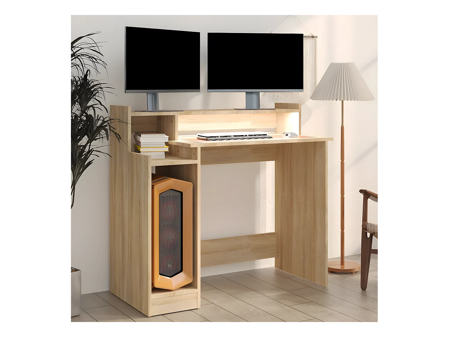 Bureau met LED-verlichting 97x45x90 cm hout sonoma eikenkleurig