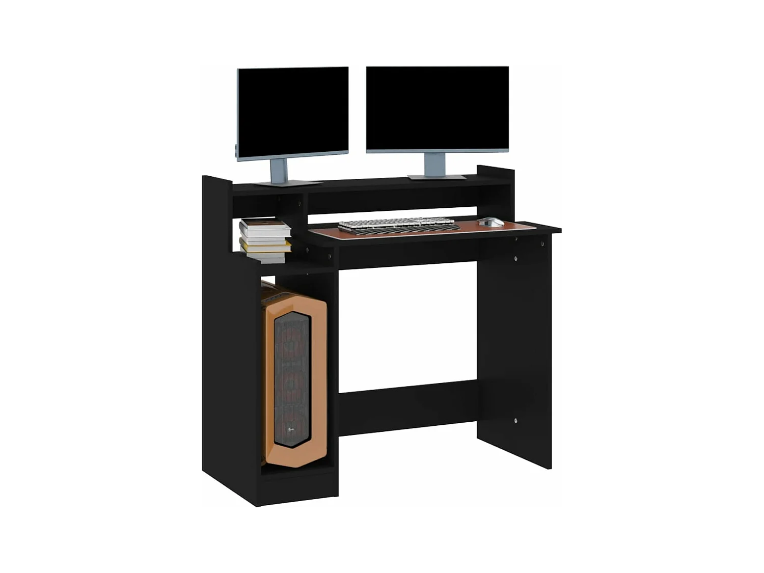 Bureau met LED-verlichting 97x45x90 cm bewerkt hout zwart