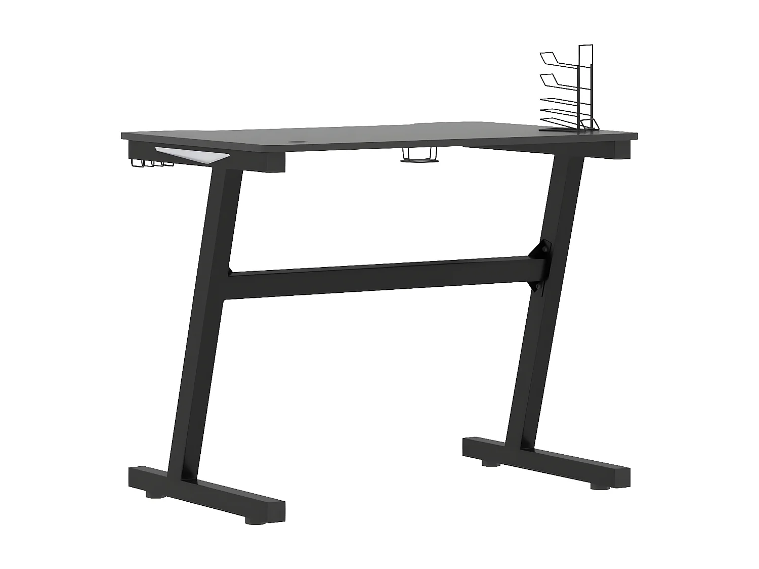 Bureau de jeu à LED avec pieds en forme de Z Noir 90x60x75 cm