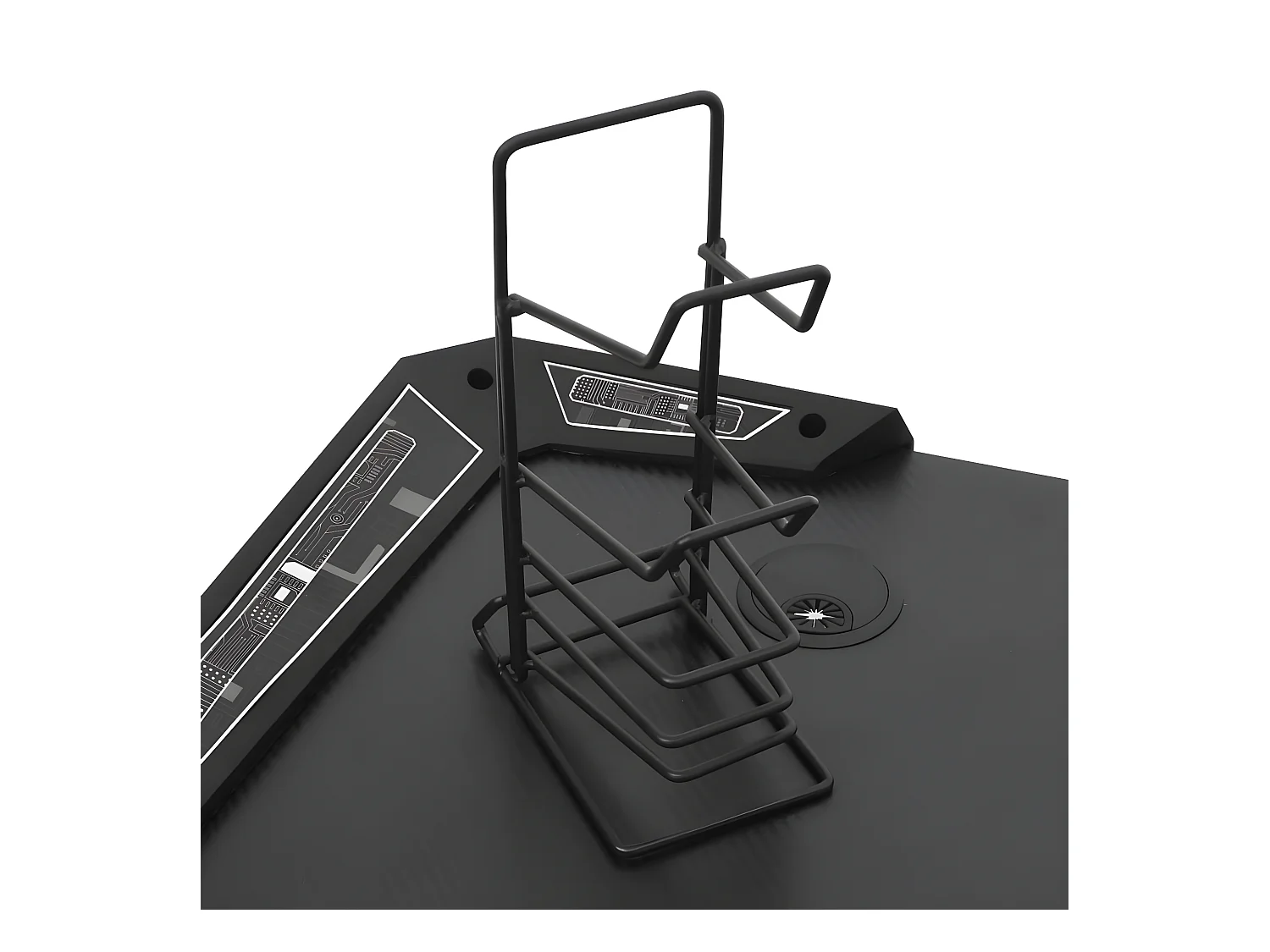 Gamingbureau met Y-vormige poten LED 90x60x75 cm zwart