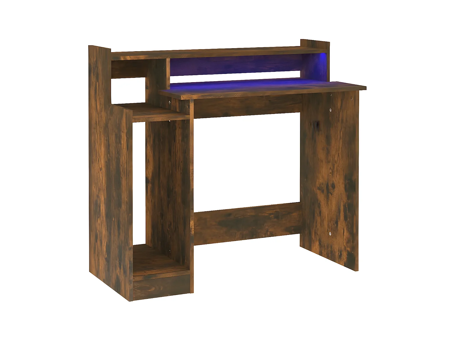 Bureau met LED-verlichting 97x45x90 cm hout gerookt eikenkleur