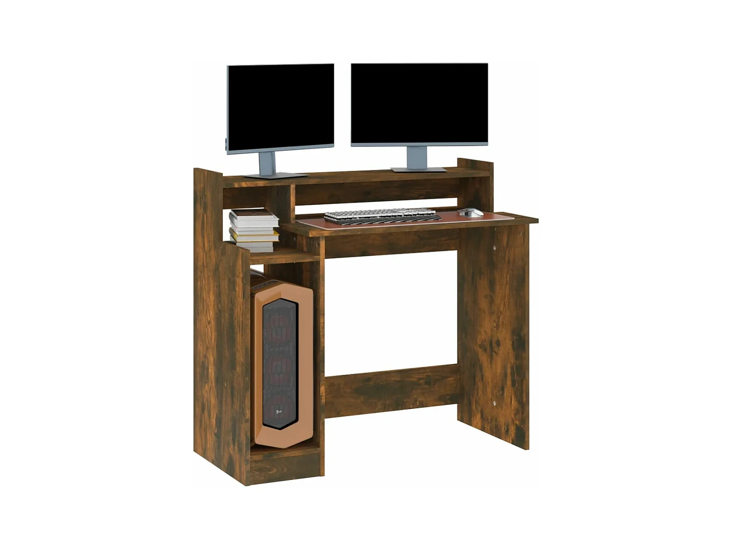 Bureau met LED-verlichting 97x45x90 cm hout gerookt eikenkleur