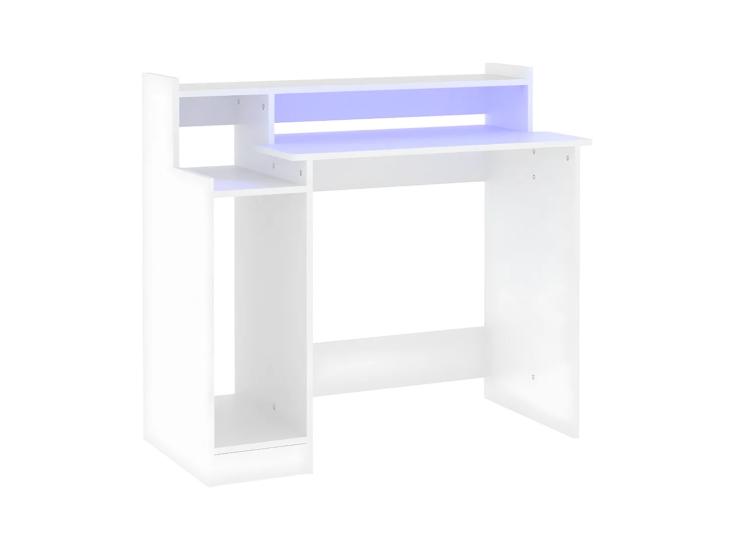 Bureau met LED-verlichting 97x45x90 cm bewerkt hout wit