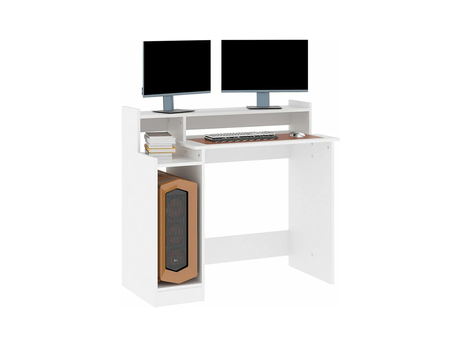 Bureau met LED-verlichting 97x45x90 cm bewerkt hout wit