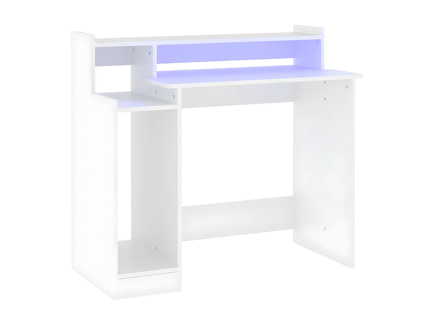 Bureau avec lumières LED Blanc 97x45x90 cm Bois d'ingénierie