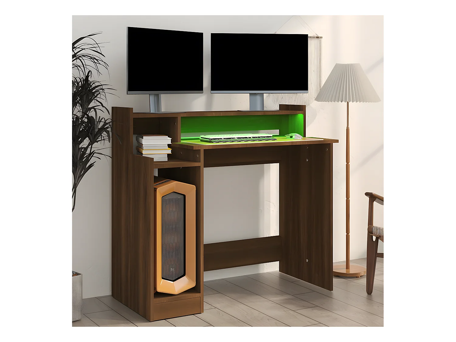 Bureau met LED-verlichting 97x45x90 cm hout bruin eikenkleur