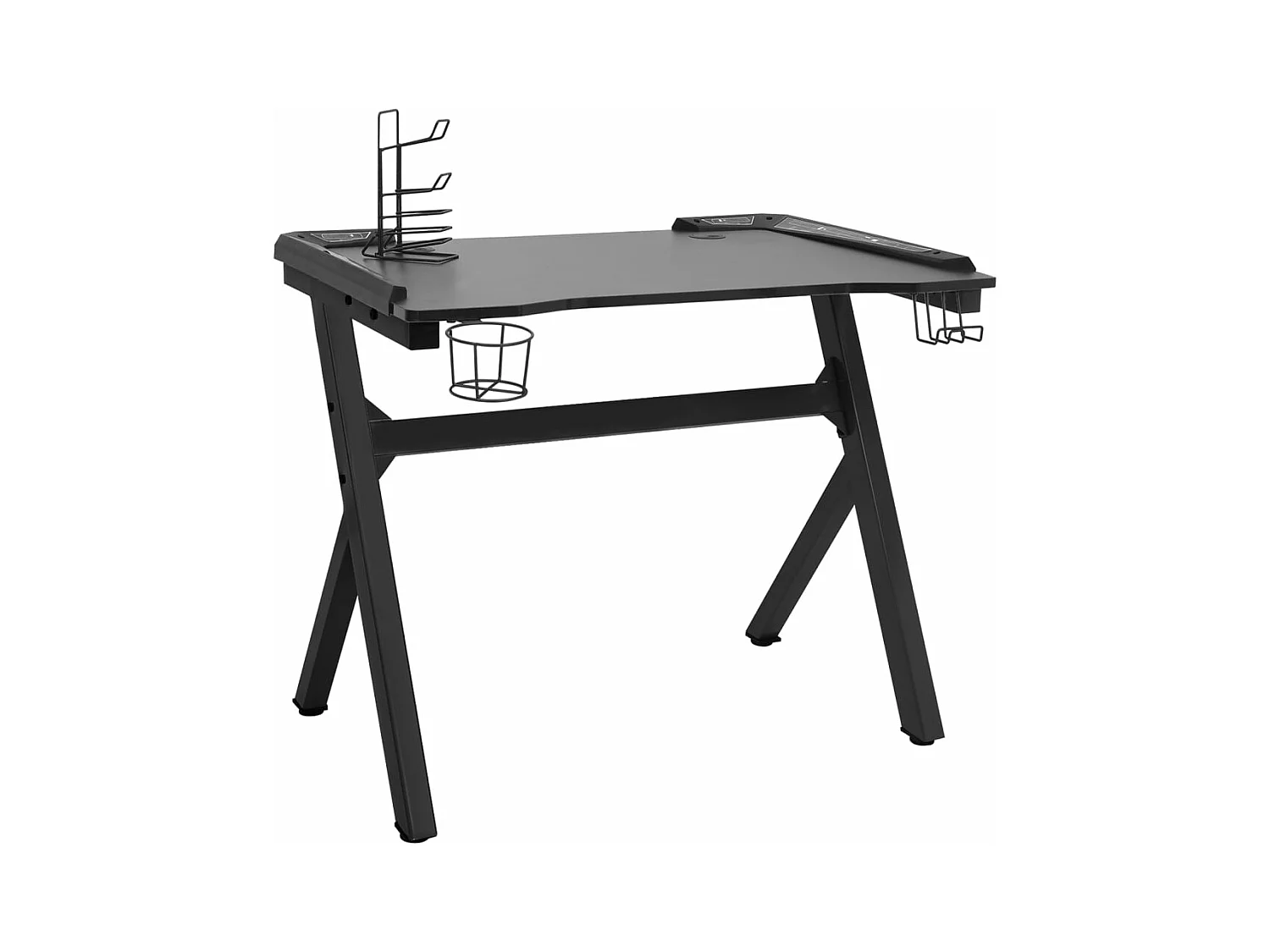 Gamingbureau met Y-vormige poten LED 110x60x75 cm zwart