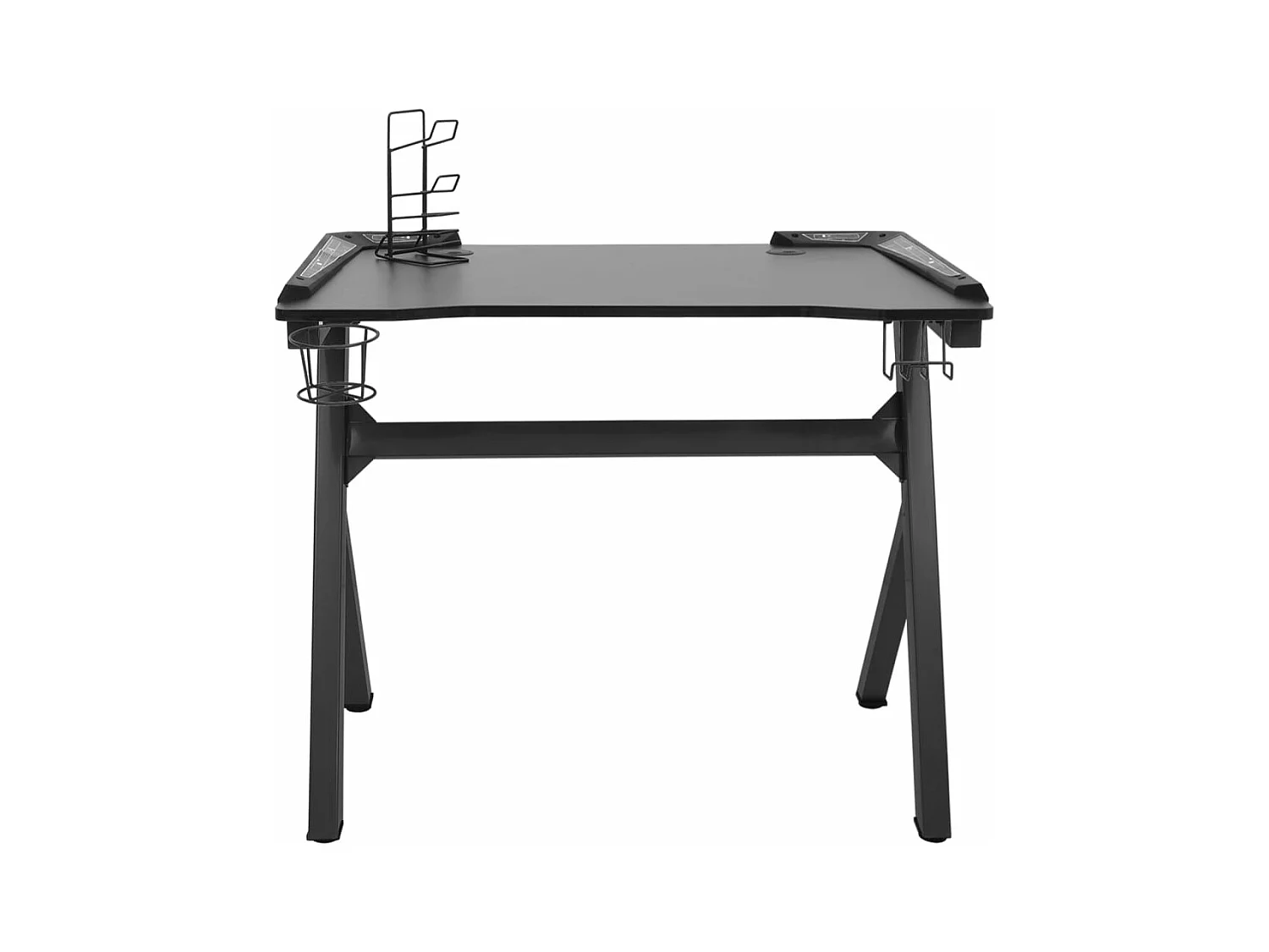 Gamingbureau met Y-vormige poten LED 110x60x75 cm zwart