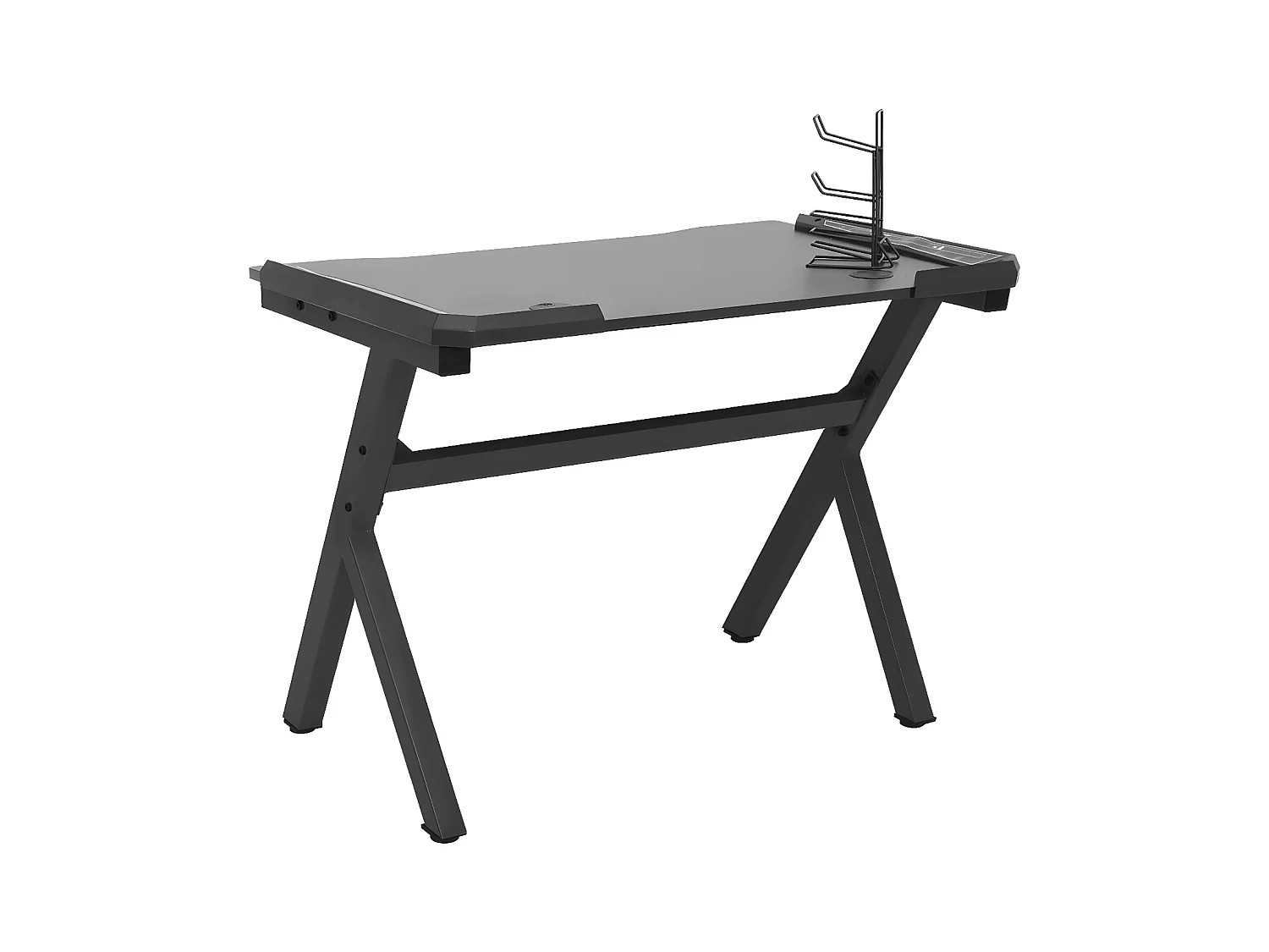 Gamingbureau met Y-vormige poten LED 110x60x75 cm zwart