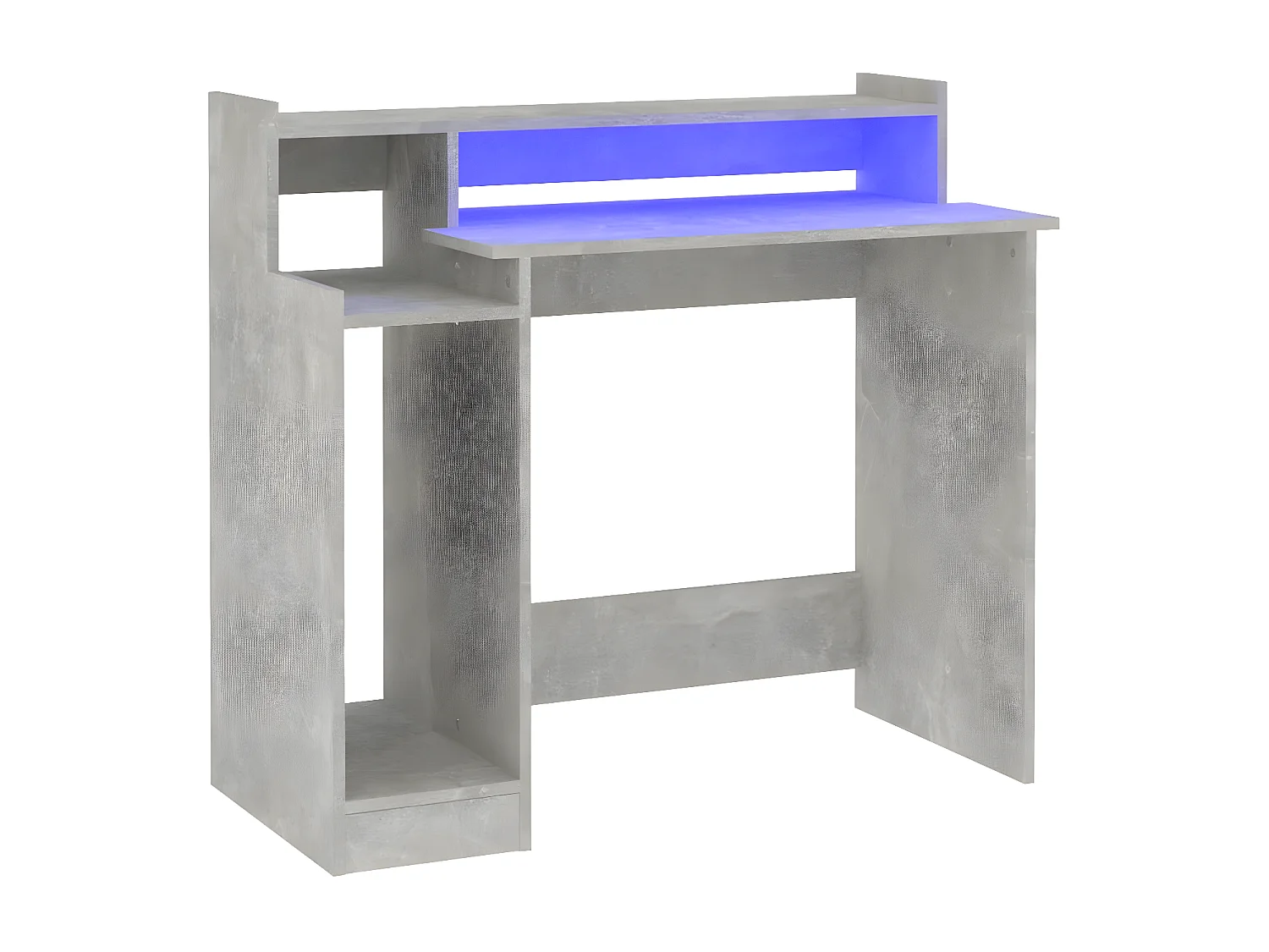 Escritorio LED madera contrachapada gris hormigón 97x45x90 cm