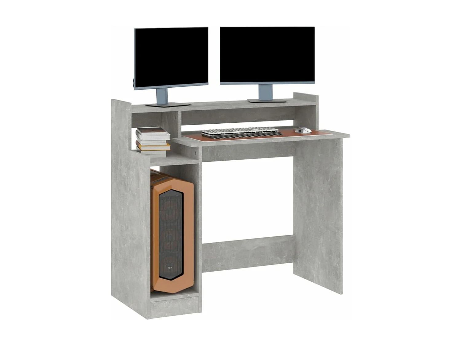 Escritorio LED madera contrachapada gris hormigón 97x45x90 cm