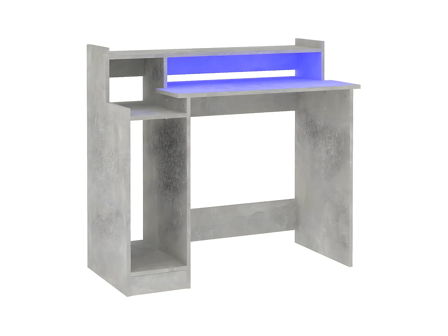 Bureau met LED-verlichting 97x45x90 cm bewerkt hout betongrijs